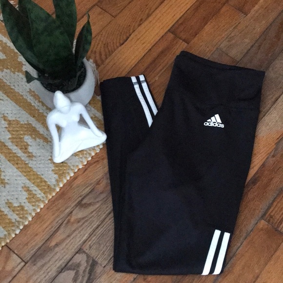 Adidas Originals 3 Stripes High Waisted Leggings Black White NWOT - Picture 1 of 3